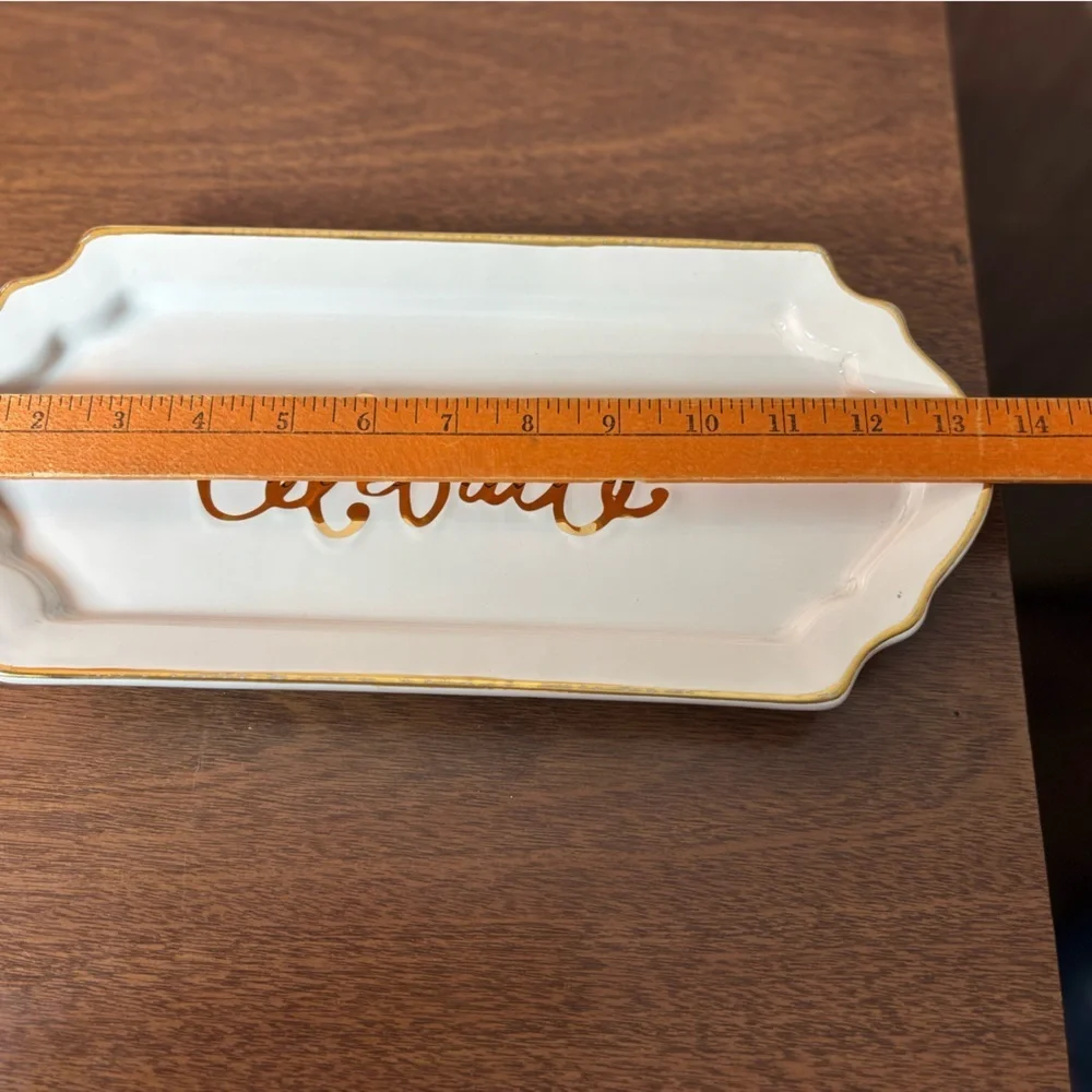 Mud Pie White and Gold Celebrate Serving Platter